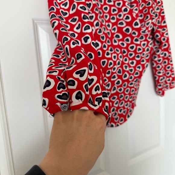 J Crew Heart Print Wrap Blouse Top Size Large - Picture 4 of 12